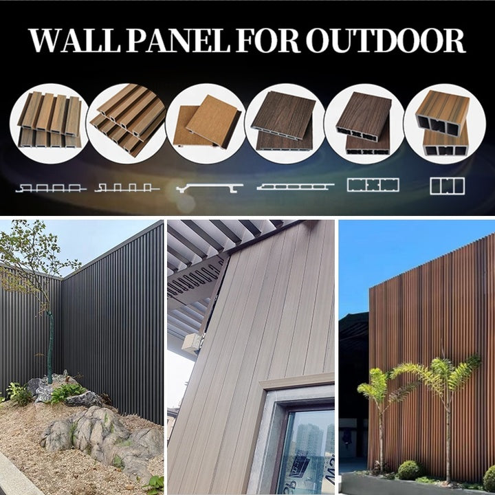 Grey WPC Exterior Siding Panels, Multi-Directional Composite Wall Board for Nordic Style House Facade