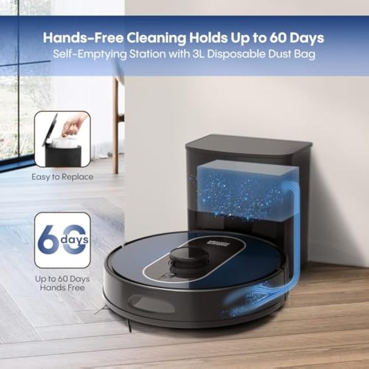 S6 Pro APP Robot Vacuum Cleaner Mop 5000Pa 360 LiDAR 3L Dust Station Self-Emptying Feature for Pet Hair Hard Floors