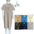 3X Fabric Men Moroccan Style Boys Thobe Islamic Thobe for Boys Blue Muslim Thobe for Baby Boy