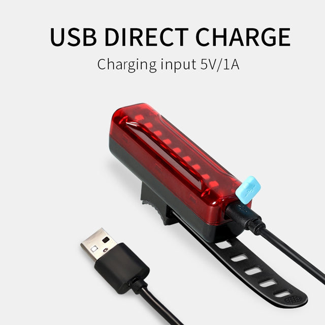 USB Bicycle Rear Light Waterproof LED Taillight with Seatpost Mounting IPX5 Waterproof Powered by Battery