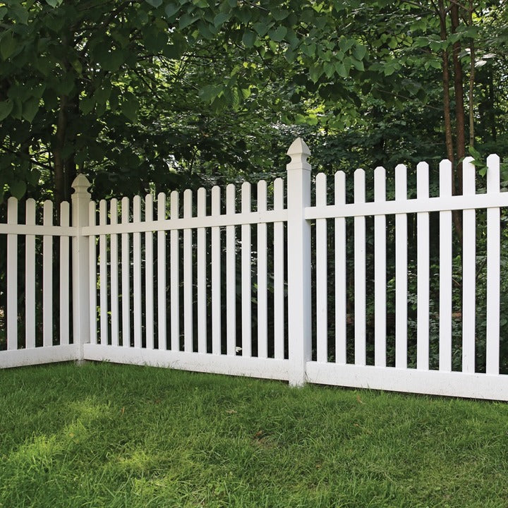 White 4ft High Vinyl Picket Fence/ Sample Available Spiked Decorative White Garden Plastic Pvc Picket Fence Panels Vinyl