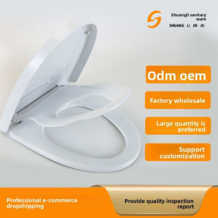 Toilet Lid Household Universal Slow-Close Round Plastic Toilet Cover Lift Handles Lifter Two-in-One Skin Sense