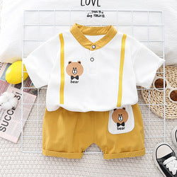 Online wholesale kids clothing summer short sleeves and pants two pieces suit children toddler boys casual outfits set