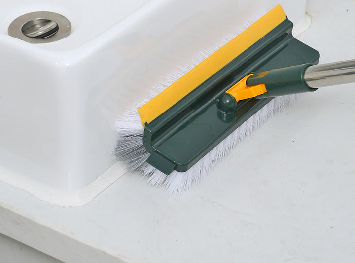 3-in-1 Long-Handled Floor Brush Versatile Cleaning With Squeegee Bristle Brush and Scrubber for Tile Cleaning