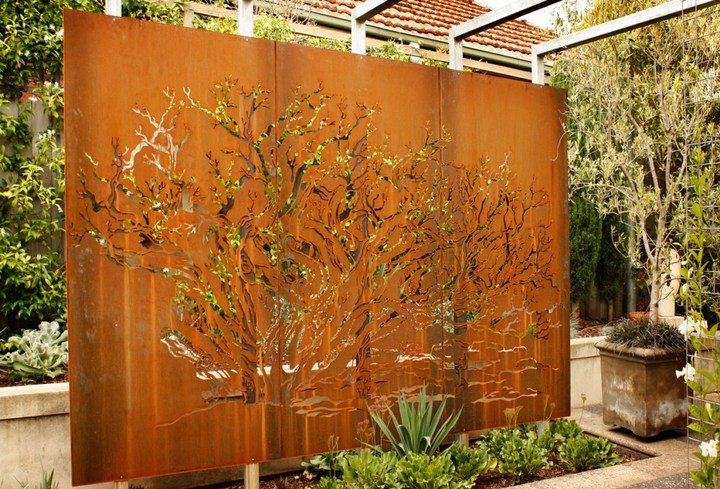 Laser Cut Decorative Outdoor Garden Privacy Art Metal Screens Panels Corten Steel Garden Screen