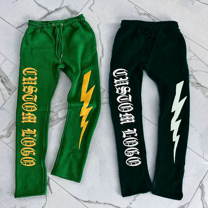 Hip Hop Thick Baggy Straight Leg Unisex Puff Print Stacked Mens Sweat Heavy Weight Custom Track Pants Joggers Sweatpants