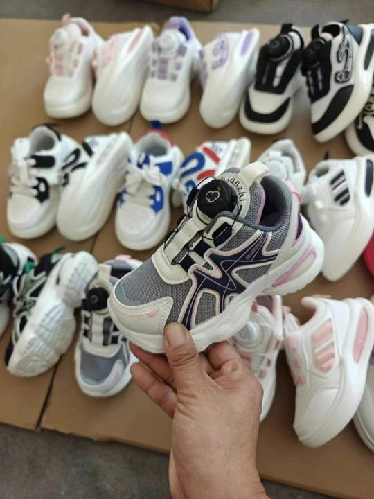 Children's Sports Shoes Boys and Girls Casual Shoes Breathable Mesh Surface Rotating Button Fashion Children's Shoes Wholesale