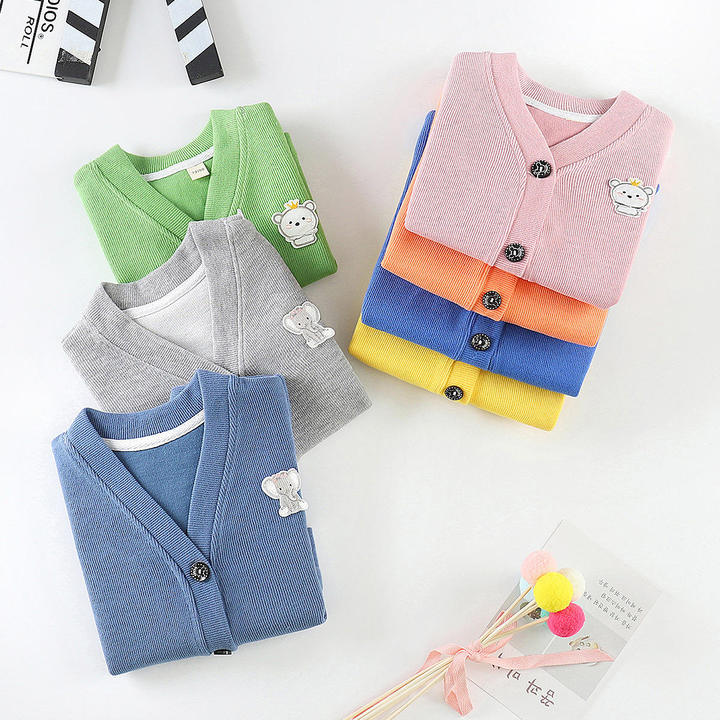 BW06 Newborn Infant Cotton Sweater Knit Long Sleeve Cardigan Casual Top for Boy or Girl V-Neck Autumn Winter Outwear