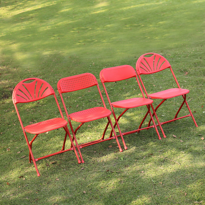 Wholesale Outdoor Red Ceremony Wedding Decoration Plastic Restaurant Fan Back Folding Chairs for Events Provide ODM/OEM Service