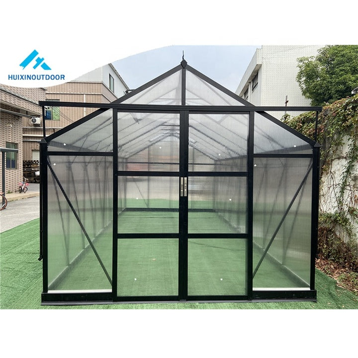 Factory Price Galvanized Steel Base Polycarbonate Garden Plant Aluminum Prefabricated Outdoor Backyard Tunnel Glass Greenhouse