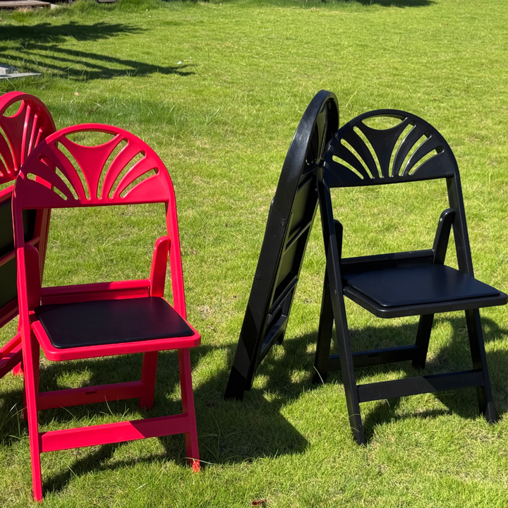 Garden Furniture Wedding Reception White Fan Back Folding Wimbledon Banquet Chairs Weddings Outdoor Dining for Events