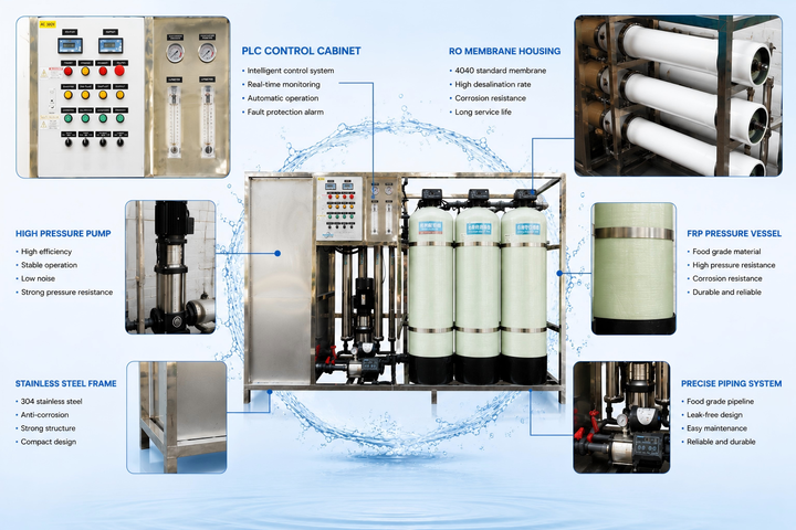 Industrial RO Water Treatment System 500LPH 12TPD for Boiler Feed Water Softening RO Plant System