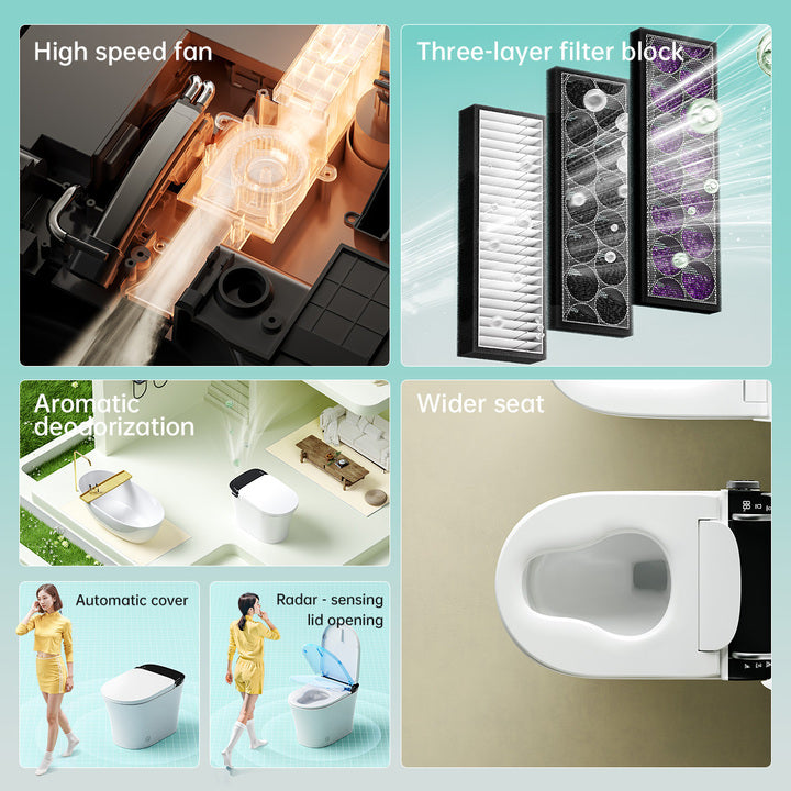 Multicolor Modern Design HD Display Intelligent Elongated Ceramic Floor Mounted Automatic Smart Toilet with Remote Control