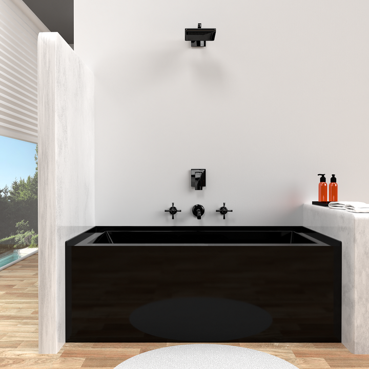 Modern Bathtubs Bathroom Shower Room Free Standing Three-Side Skirt Matt Black Acrylic Bath Tub