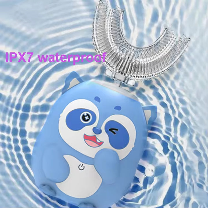 U-Shaped Automatic Electric Toothbrush IPX7 Micro USB Soft Cartoon Plastic Sonic 360 for Kids with Travel and Hotel Use