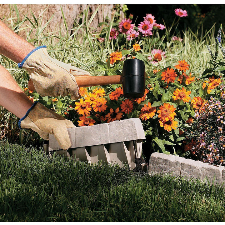 Set of 4 Cobbled Stone Effect Plastic Garden Lawn Edging Borders for Outdoor Landscaping & Decking