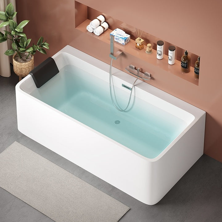 Luxury Modern Simple Soaking Acrylic Free-Standing Rectangular Adult White Double Insulation Seamless Japanese Soaking Bathroom