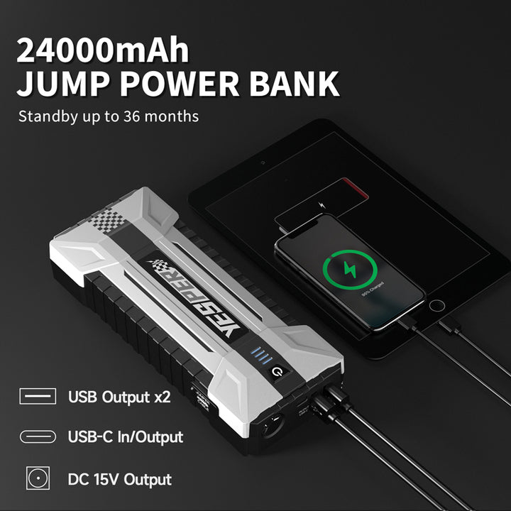 Factory Sale Multi-Functional LED Light 24000mAh Jump Starter Power Bank Car Booster