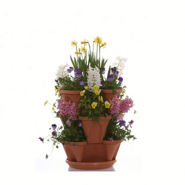 Hydroponic Gardening White Stacking Pots Plastic Containers for Plants