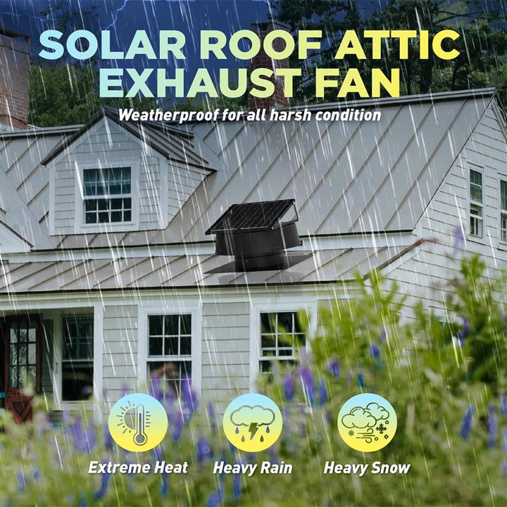 Home Appliance Exhaust Fan 12Inch 40Watt Solar Roof Vent Fan Remote Control Metal Construction Outdoor Use OEM ODM DC Brushless