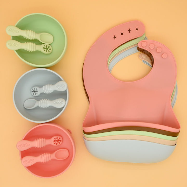 Baberos De Silicona Ajustable Estampados Super Suave Sin BPA Baberos Bebe Impermeables Babero De Silicona