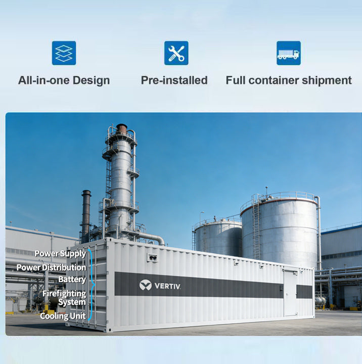 Vertiv SmartMod Modular Data Center Infrastructure 4 Racks 100kW Lead Acid Battery On-line Power/Cooling/Monitoring Container