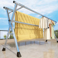 Floor-standing Stainless Steel X-shaped Hanger Retractable Garment Clothing Rack Folding Clothes Drying Rack for Balcony Outdoor