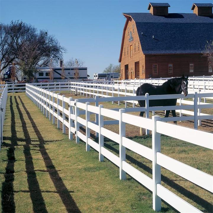 Cattle Vinyl 3 Rails PVC Cow Farm Fencing, Vinyl 3 Rail Horse Paddock Farm Fence Post, PVC Ranch Rail Horse Fences