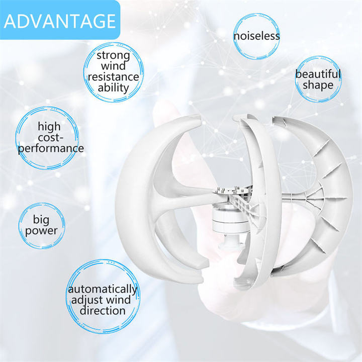 High Efficiency 10Years Warranty 1KW 5KW Vertical Axial Wind Turbine Off on Grid Hybrid Generator Solar System With Power Bank