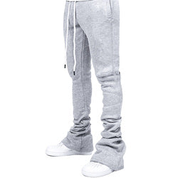 Streetwear Flare Stacked Pant Men Solid Color Pants Sweatpants Stacked Pants
