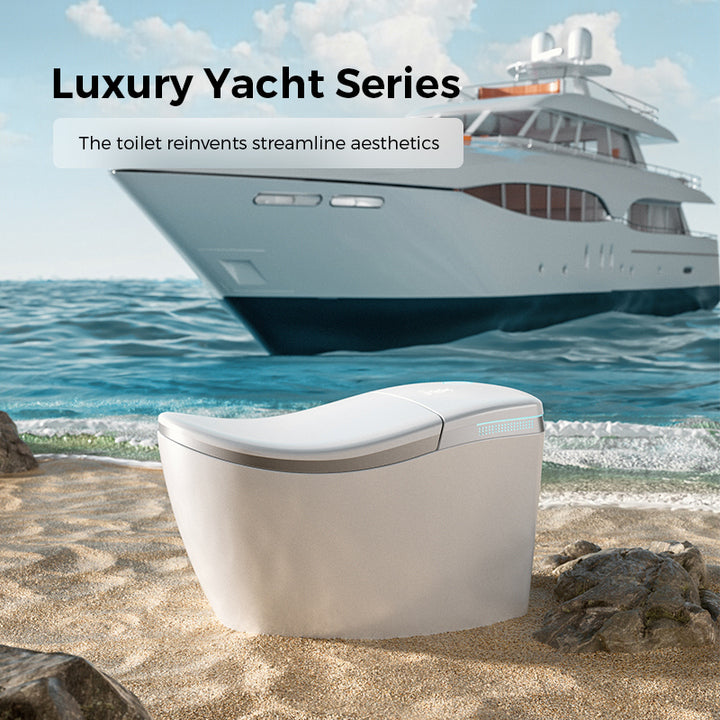 Modern High-End Smart Toilet Remote Control Automatic Intelligence Floor-Mounted for Sanitary Bathroom Drainage Included