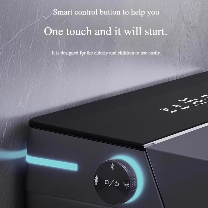 Intelligent Gray One-Piece Ceramic Bathroom Smart Toilet Automatic Flush Remote Control Seat Heating Small Size Bowl S-Trap
