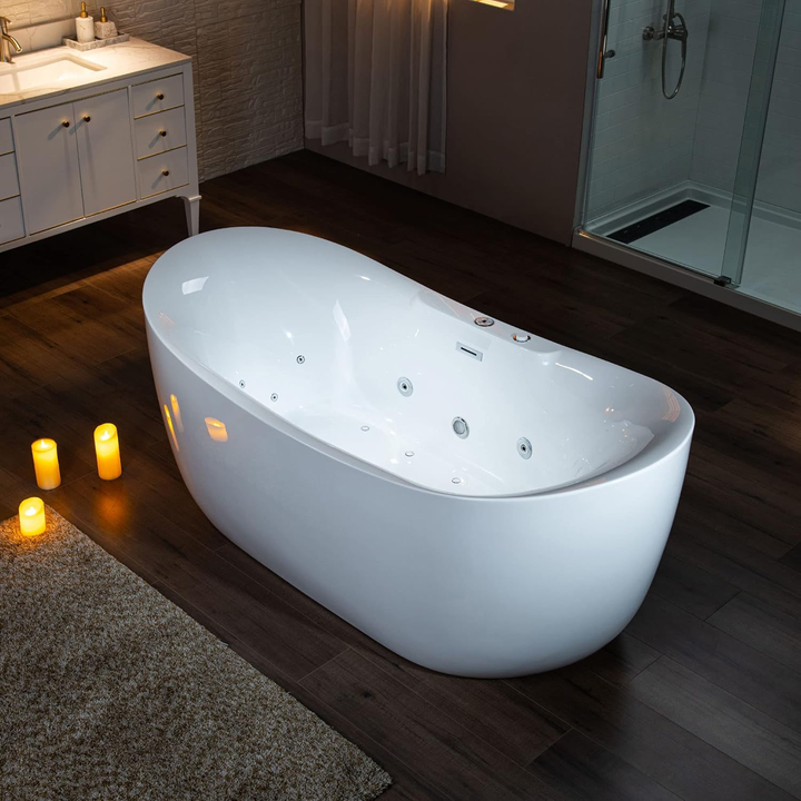 Indoor Lucite Acrylic Hydromassage Bath Tub for Modern Bathroom - Bubble & Jacuzies, Colorful Air Jet, Seamless Freestanding