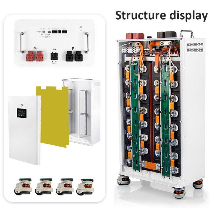 Vertical Metal Box New Movable 280 Enclosure DIY Kits with Wheel 48V 200A JK V19 BMS for Lifepo4 280Ah LiFePO4 320Ah Cells