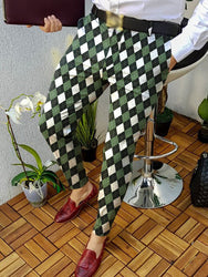 Custom Fashion Slim Fit Men Plaid Dress Pants  Casual Office Skinny Khaki Men Trousers