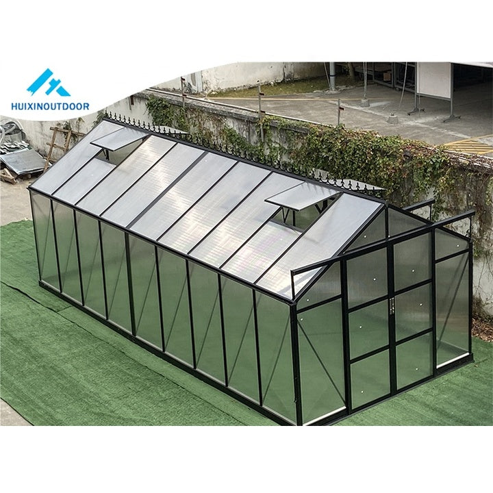 Factory Price Galvanized Steel Base Polycarbonate Garden Plant Aluminum Prefabricated Outdoor Backyard Tunnel Glass Greenhouse