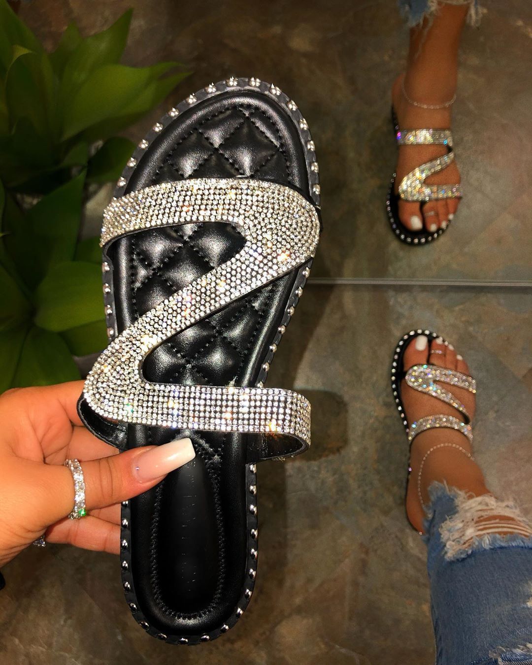 busy girl al8057 womens slides fancy flip flop flat soft sole slippers shoes for women and lady