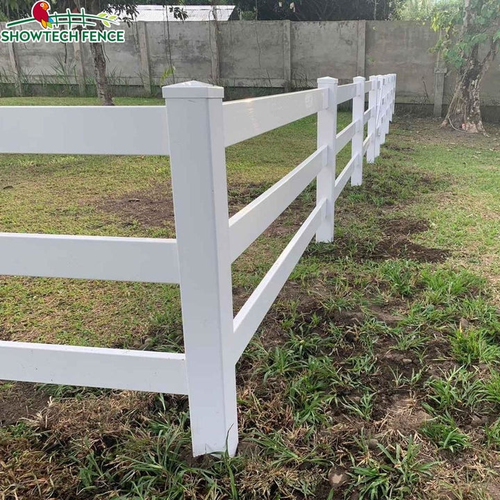 Cattle Vinyl 3 Rails PVC Cow Farm Fencing, Vinyl 3 Rail Horse Paddock Farm Fence Post, PVC Ranch Rail Horse Fences