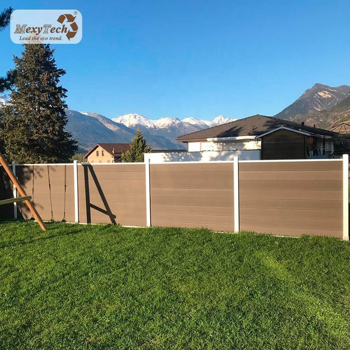 MexyTech MecoFence Wood Plastic Composite Wpc Garden Privacy Fence with Solar Led Light
