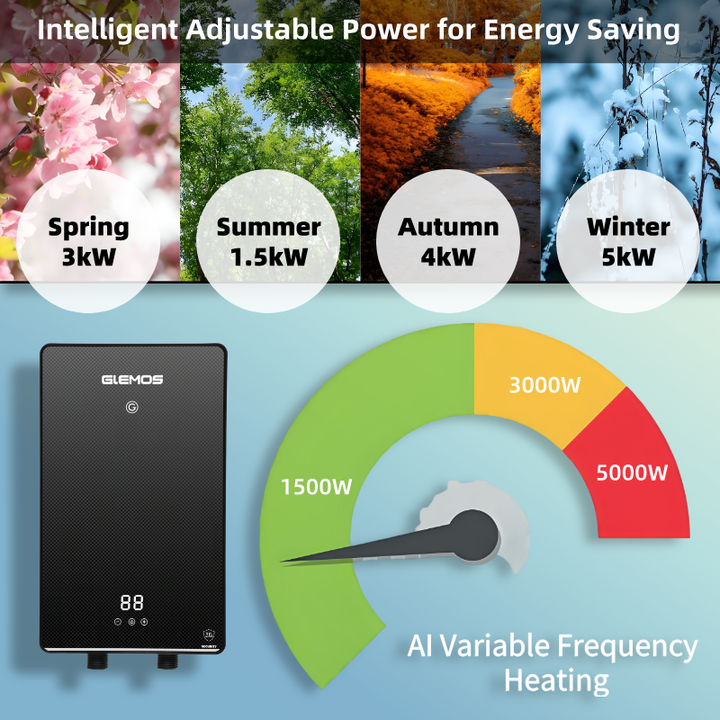 Intelligent 5kW Electric Water Heater Endless Hot Water Tankless Shower Chauffe Eau Electrique for Outdoor Household