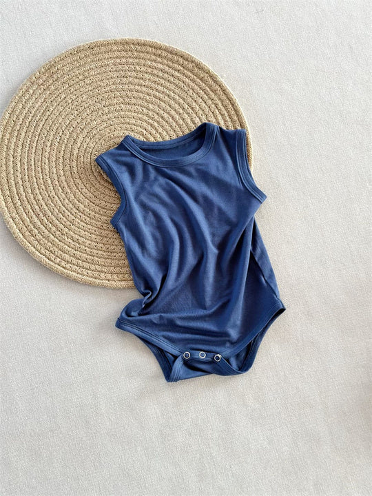 Newborn Baby Sleeveless Soft Bamboo Romper Infant Casual Eco-friendly OEKO-TEX Bamboo Fabric Clothing Baby Onesie Solid Color