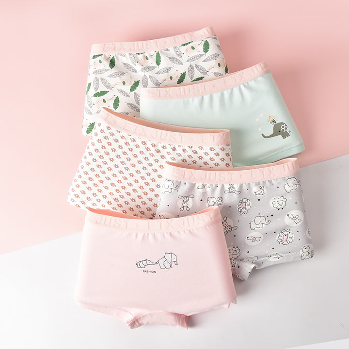 Organic Cotton 5Pcs 2-16Y 100-170mm Children Girl Kids Underwear Girls Boxer Briefs