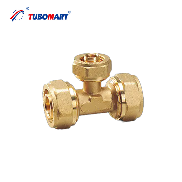 TUBOMART OEM Reliable Quality Brass Equal Tee PEX Pipe Compression Fittings for Water Piping Solutions