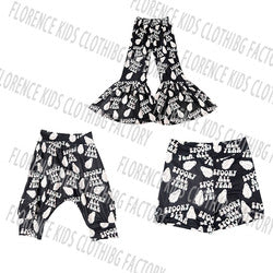 DH OEM pantalones de nina halloween skull toddler wide legging pants kids pants girls 9-10