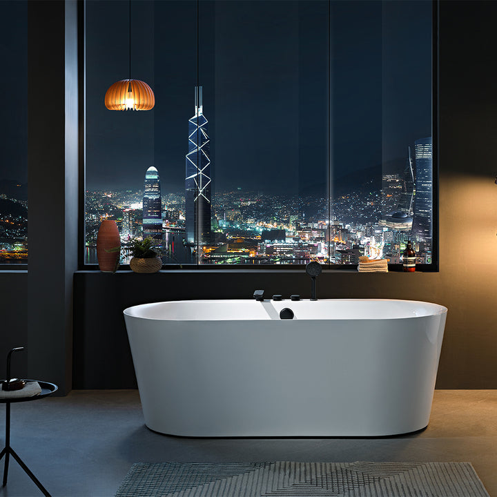 White Acrylic Freestanding Walk-In Bathtub Design Modern Whirlpool Whirlpool Bath Tub with Faucet