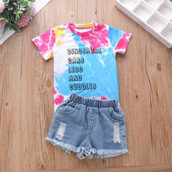 2PCS Set Toddler Kids Baby Girls Outfits Clothes T-Shirt Vest Tops+Shorts Pants