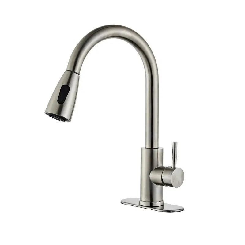 Factory wholesale 304Stainless steel pull-out faucet hot and cold rotating sink vegetable basin stainless steel faucet