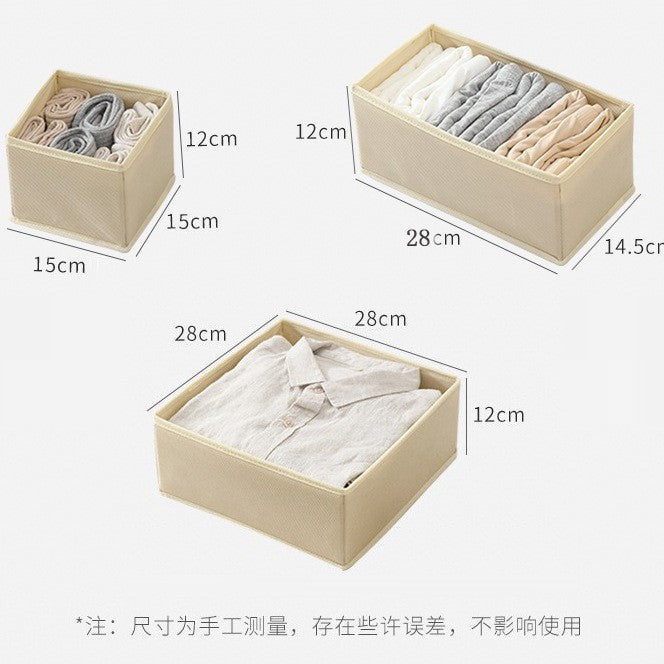 3 Pack Drawer Organizer Grey Storage Bins for Closet Baby Clothes Baby Underwear Bra Cabinet Organizers Sock Storage Box
