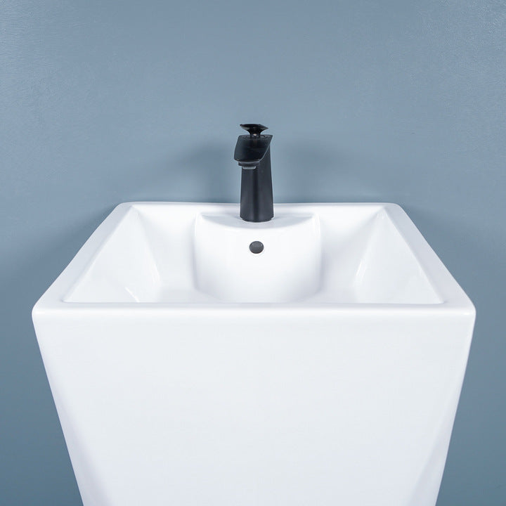 Modern Diamond Design One Piece Ceramic Toilet and Pedestal Basin Sink Set for Hotel Washroom Luxury WC