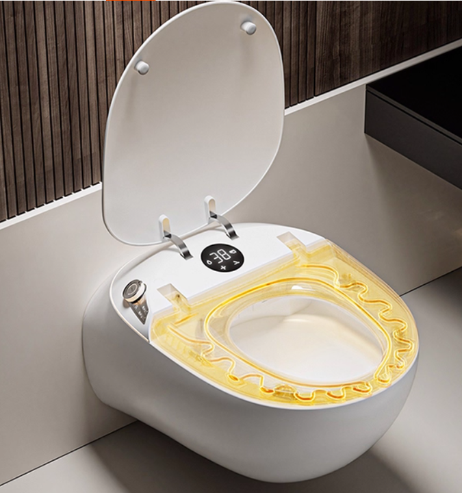 2026 Release Smart Modern Design Automatic Elongated Bidet Closet One-Piece Wall-Hung Built-In Water Tank P-Trap Remote Control